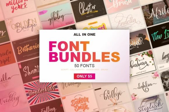 All in One Font Bundles: 50 Handwritten Typefaces for Crafters